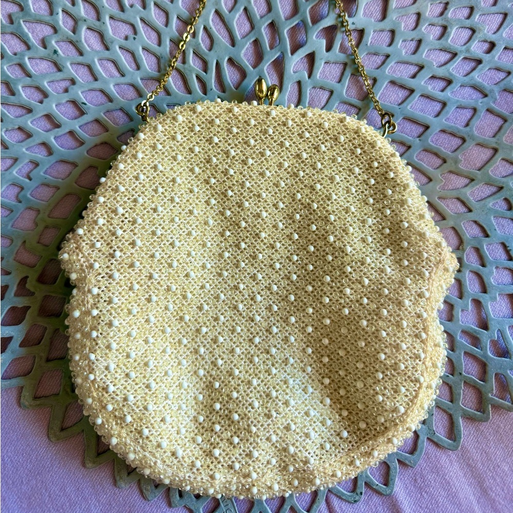Vintage 1950’s Corde-Bead Bag with Gold-tone Chain